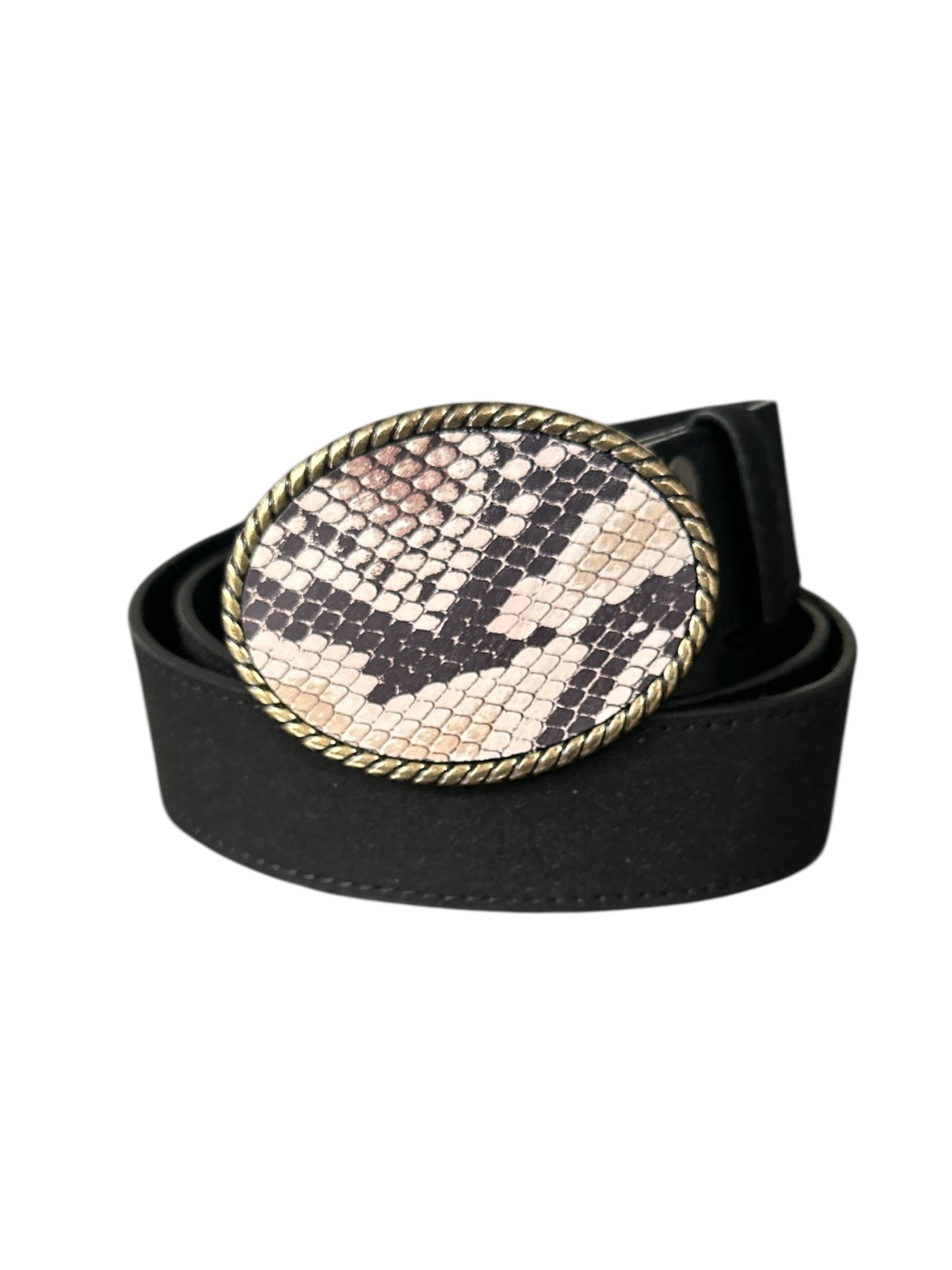 Python Printed Leather Rope Belt Buckle