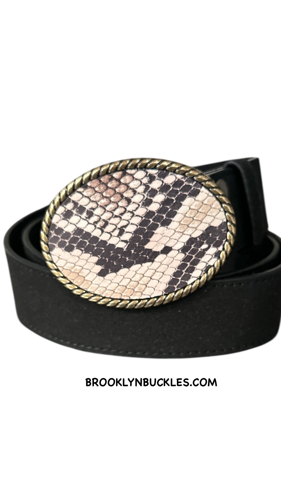 Python Printed Leather Rope Belt Buckle