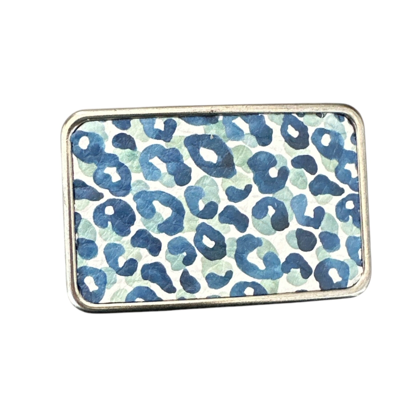 Cheetah Leather Buckle in Blue