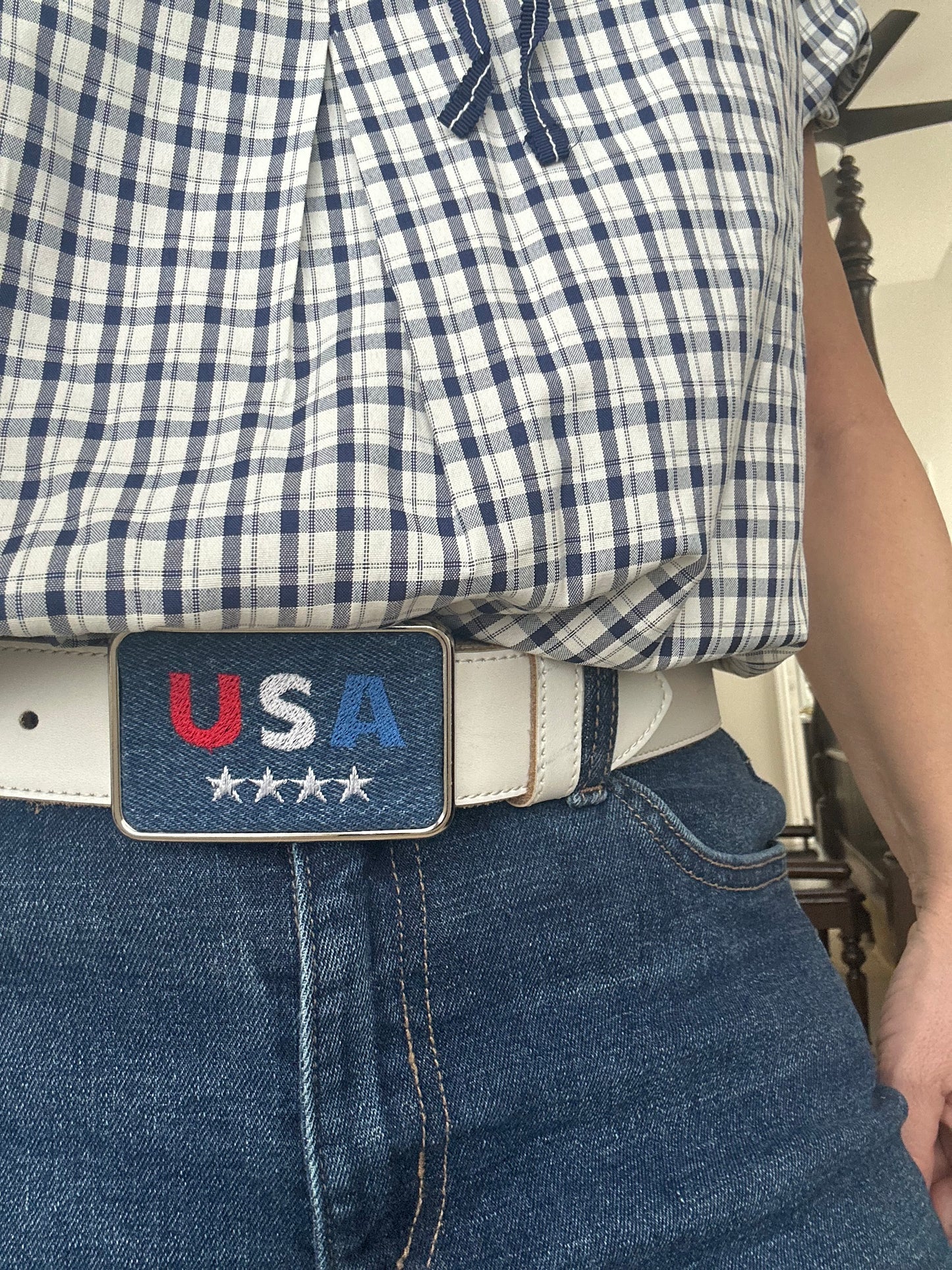 USA With Stars Belt Buckle