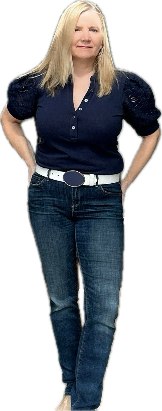 Blue Leather Attachable Belt Buckle