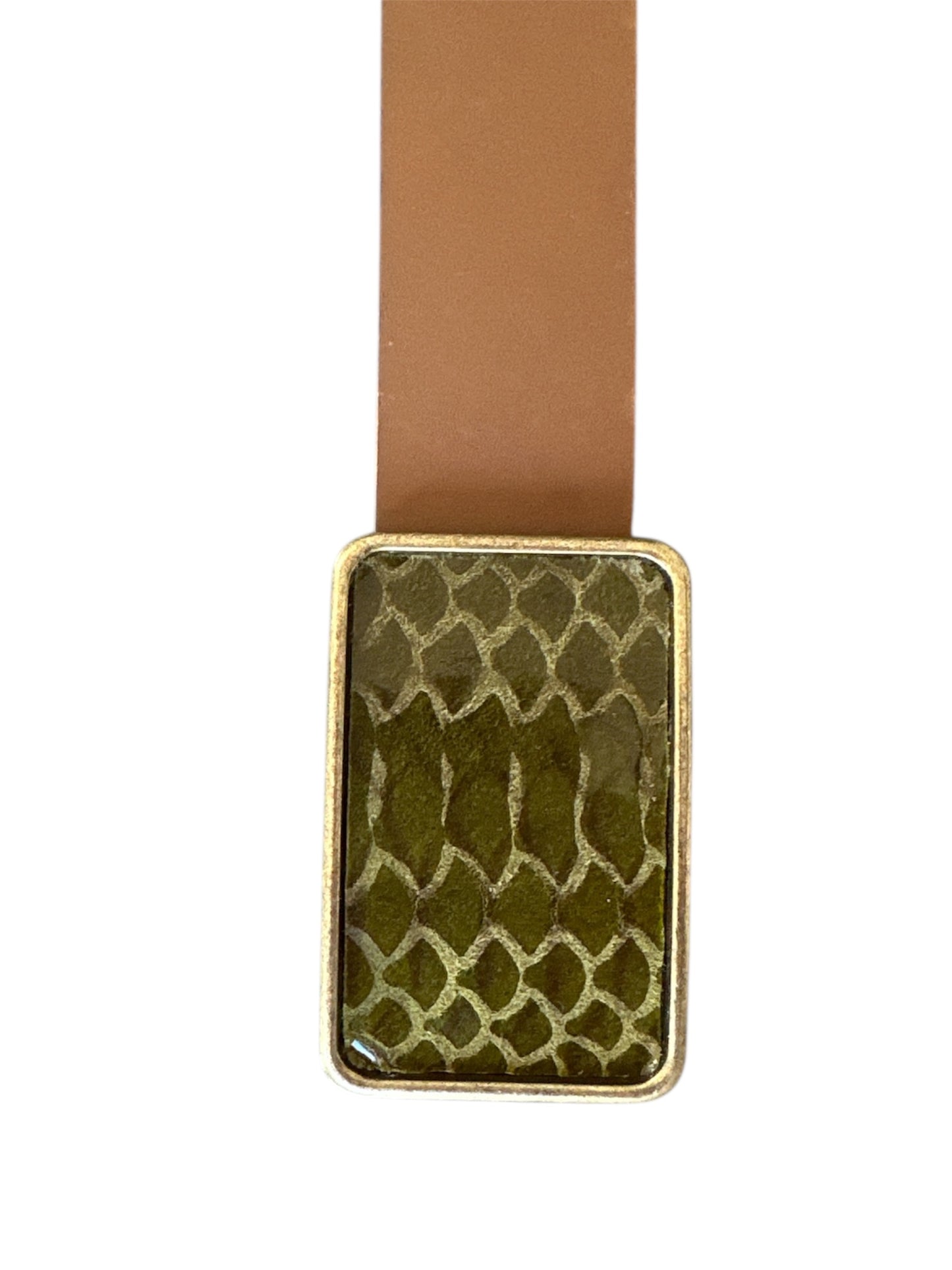 Green Python Embossed Leather Belt Buckle