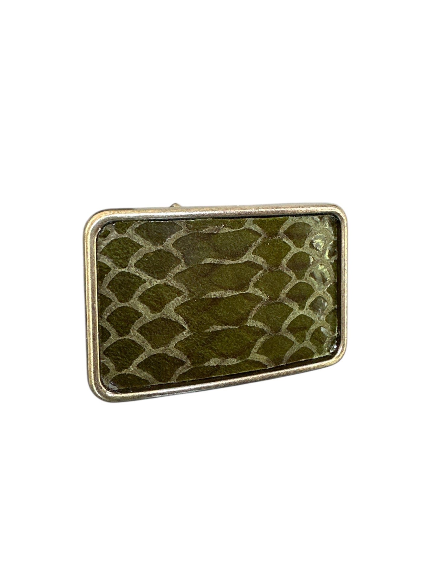 Green Python Embossed Leather Belt Buckle