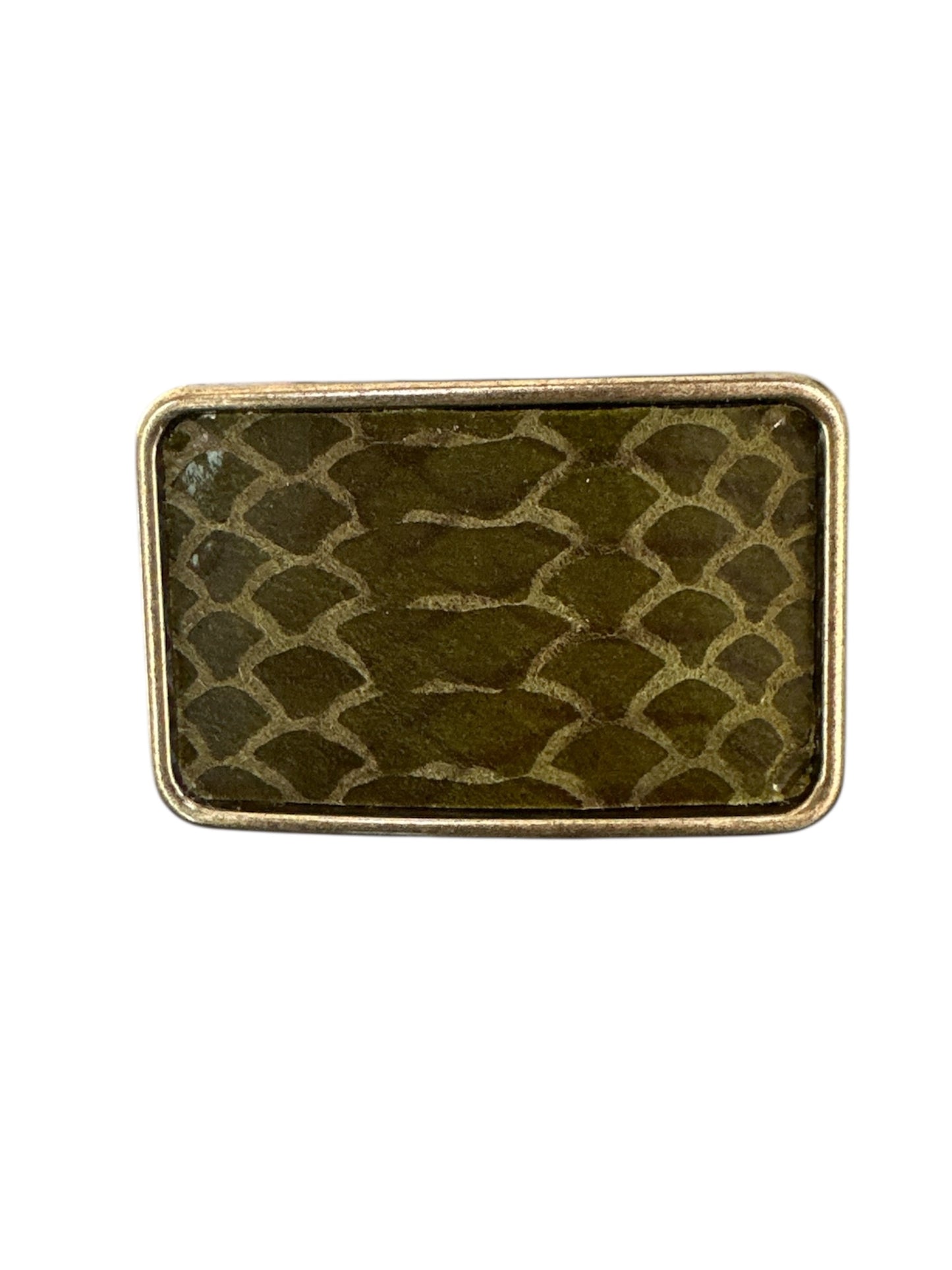 Green Python Embossed Leather Belt Buckle