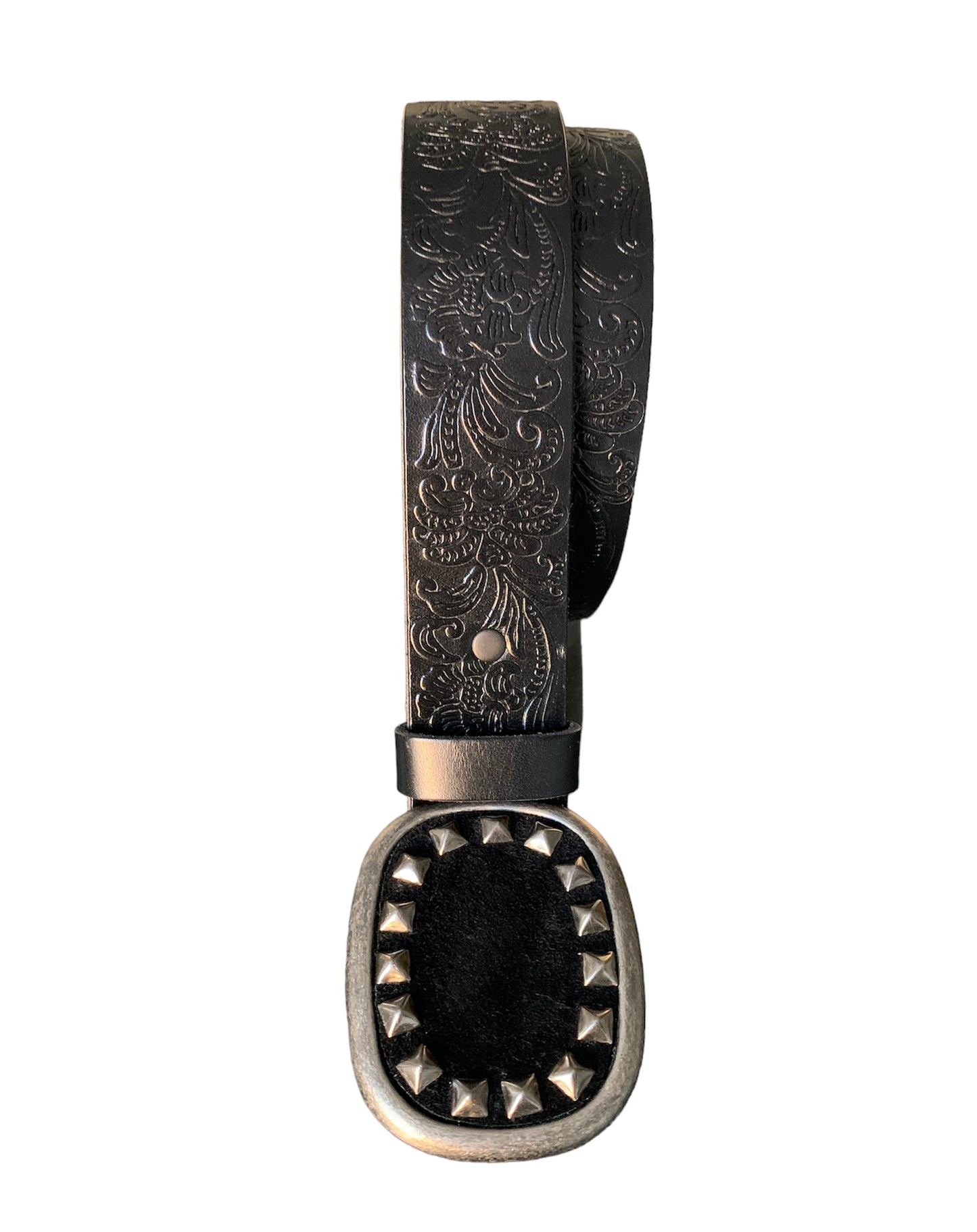 Light Brown Suede Belt Buckle With Studs