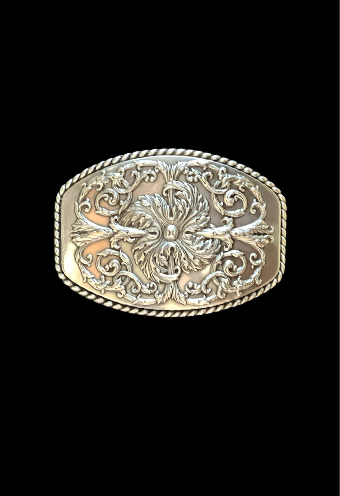 Engraved Filigree Western Belt Buckle