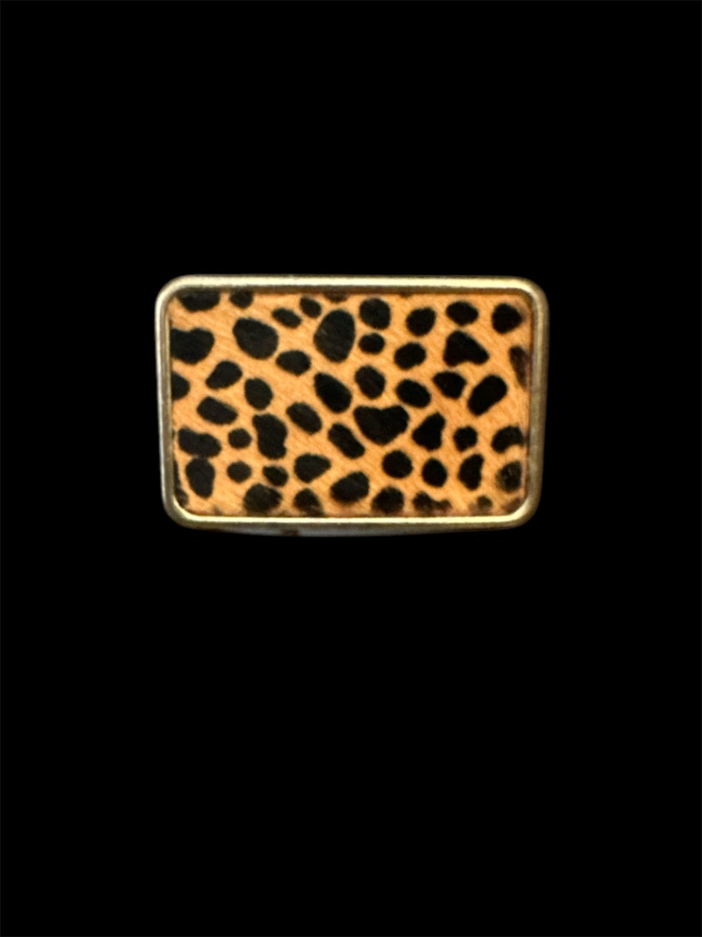 Leopard Hair on Leather Belt Buckle