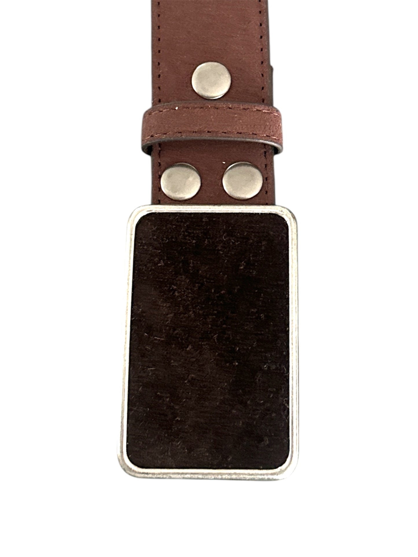 Rectangular Dark Rich Brown Suede Belt Buckle