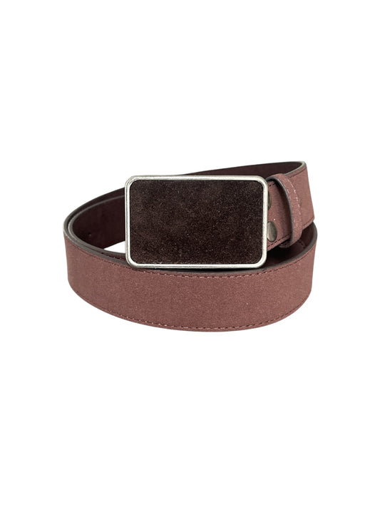 Rectangular Dark Rich Brown Suede Belt Buckle