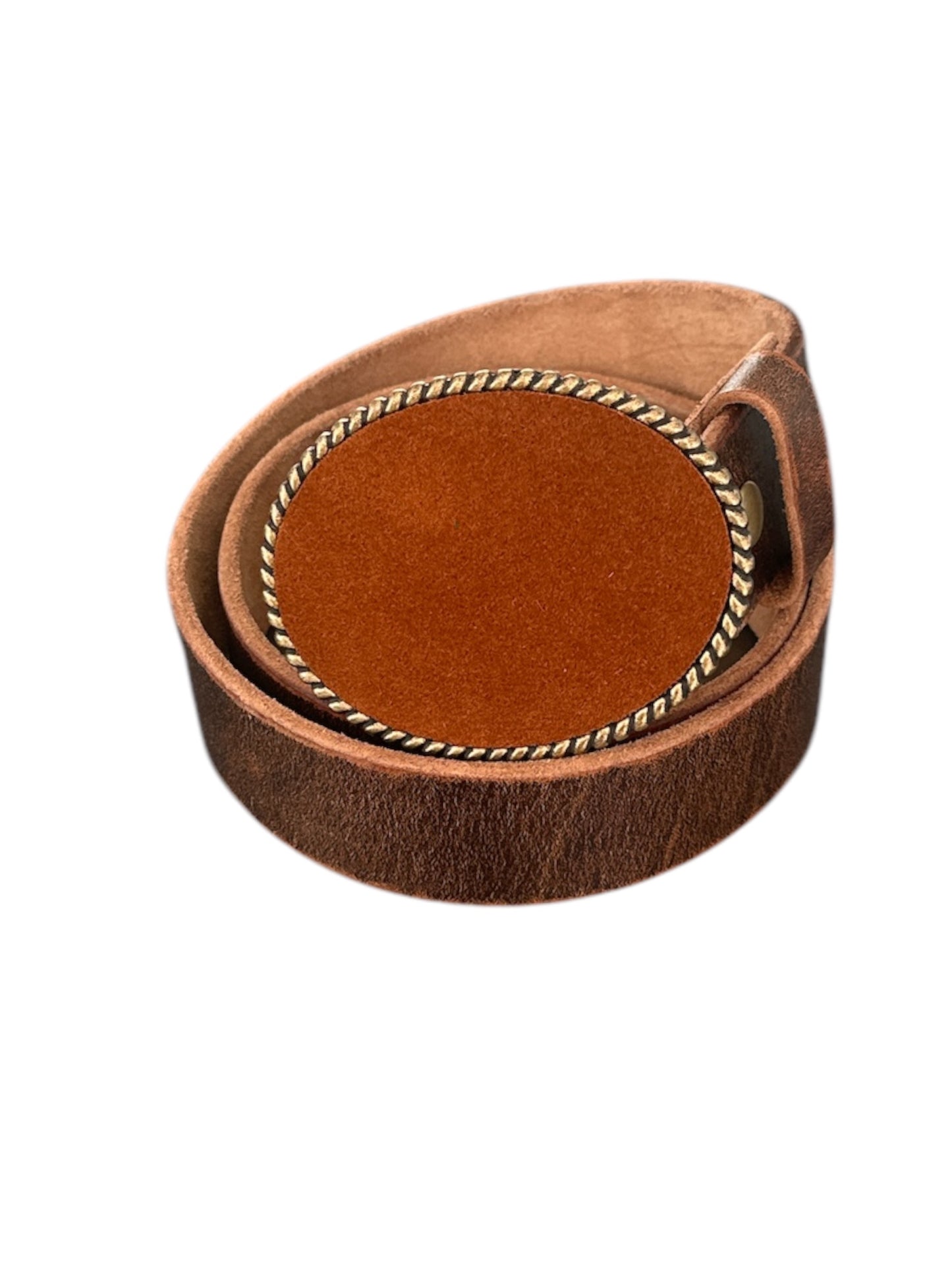 Cognac Brown Suede Larger Belt Buckle