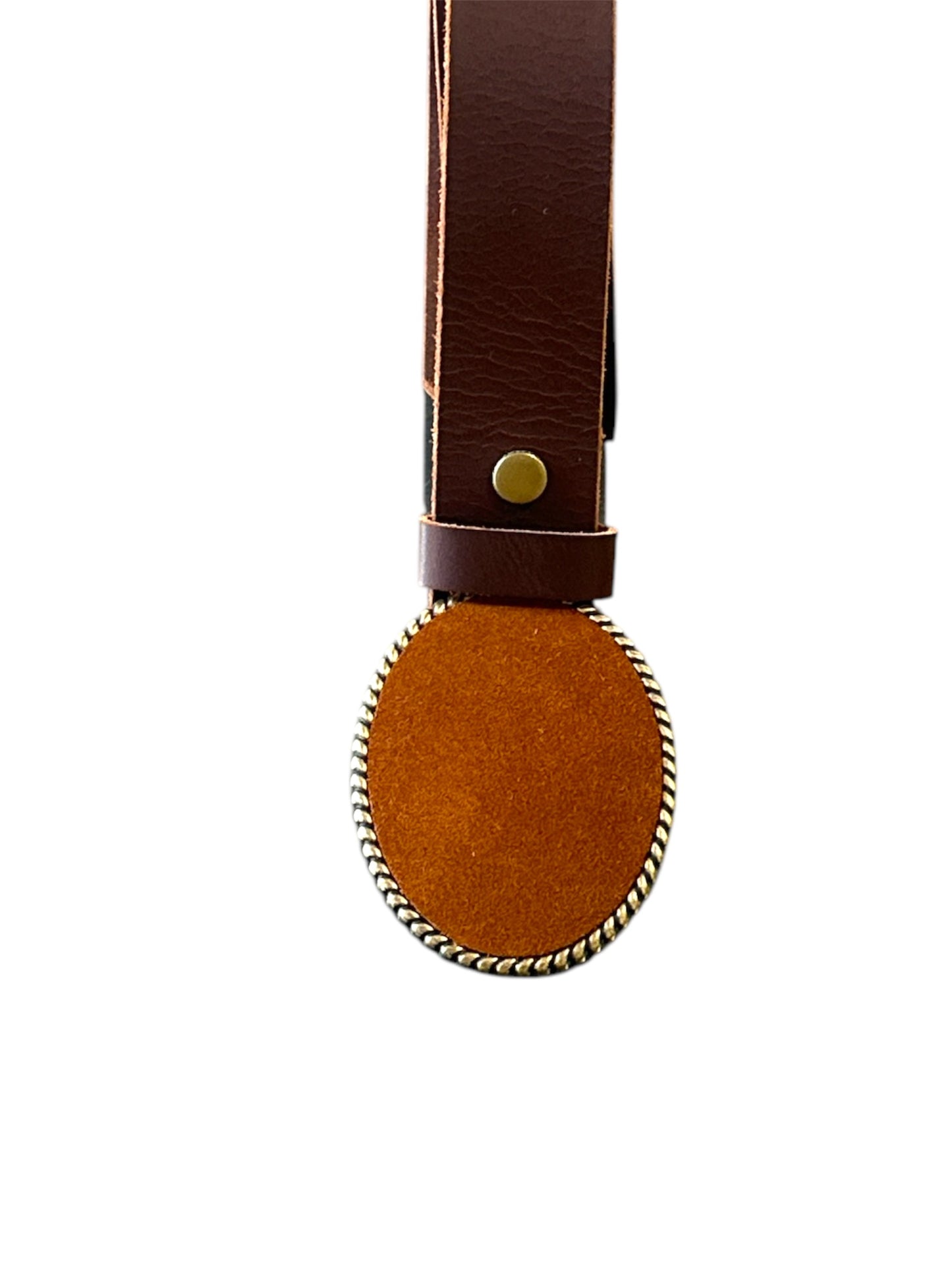 Cognac Brown Suede Larger Belt Buckle