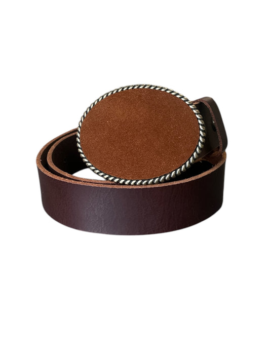 Cognac Brown Suede Larger Belt Buckle