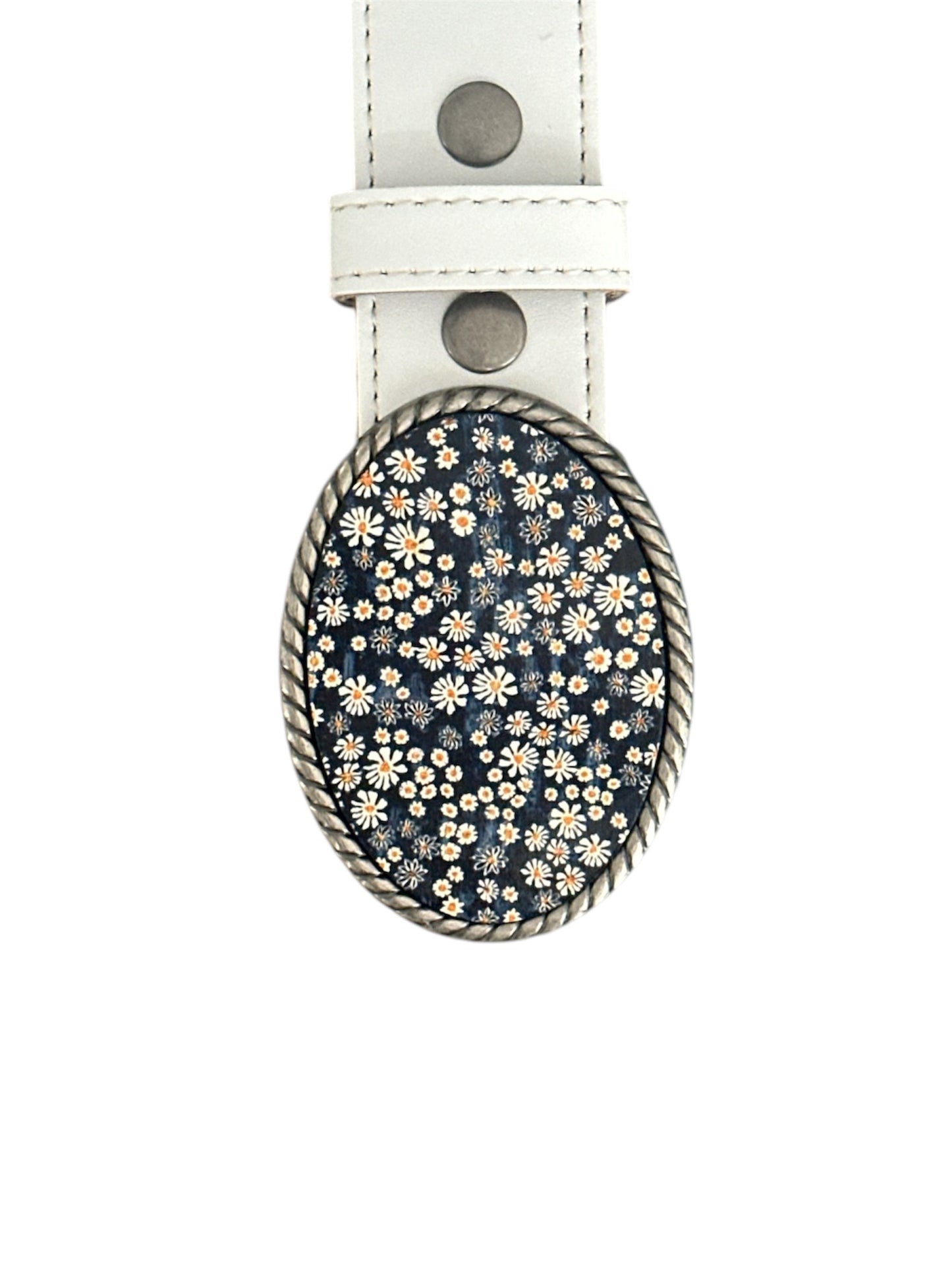 Daisy Cork Belt Buckle in Navy Blue