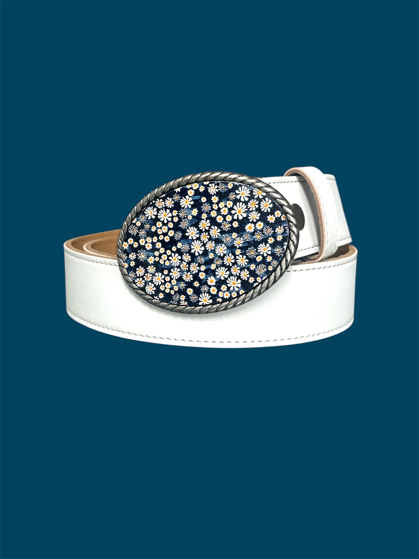 Daisy Cork Belt Buckle in Navy Blue