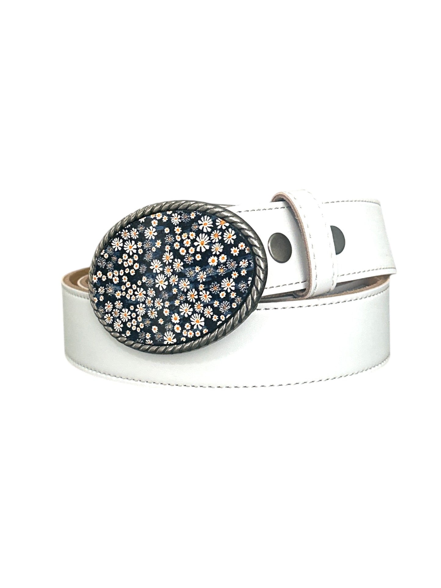 Daisy Cork Belt Buckle in Navy Blue