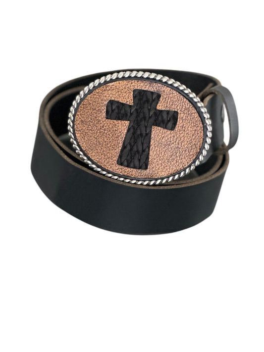 Belt with a cross design on a white background
