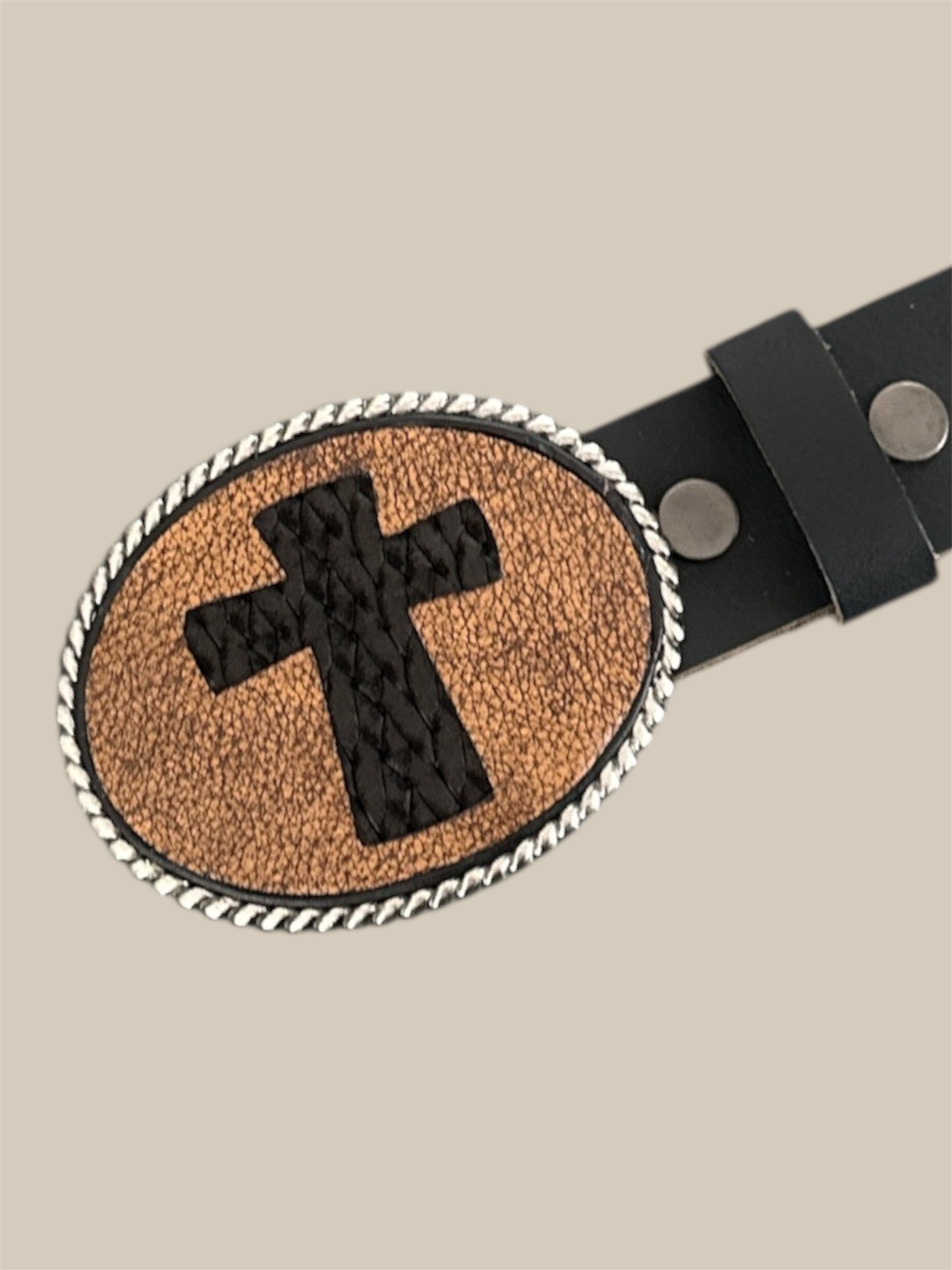 Cross Leather Belt Buckle