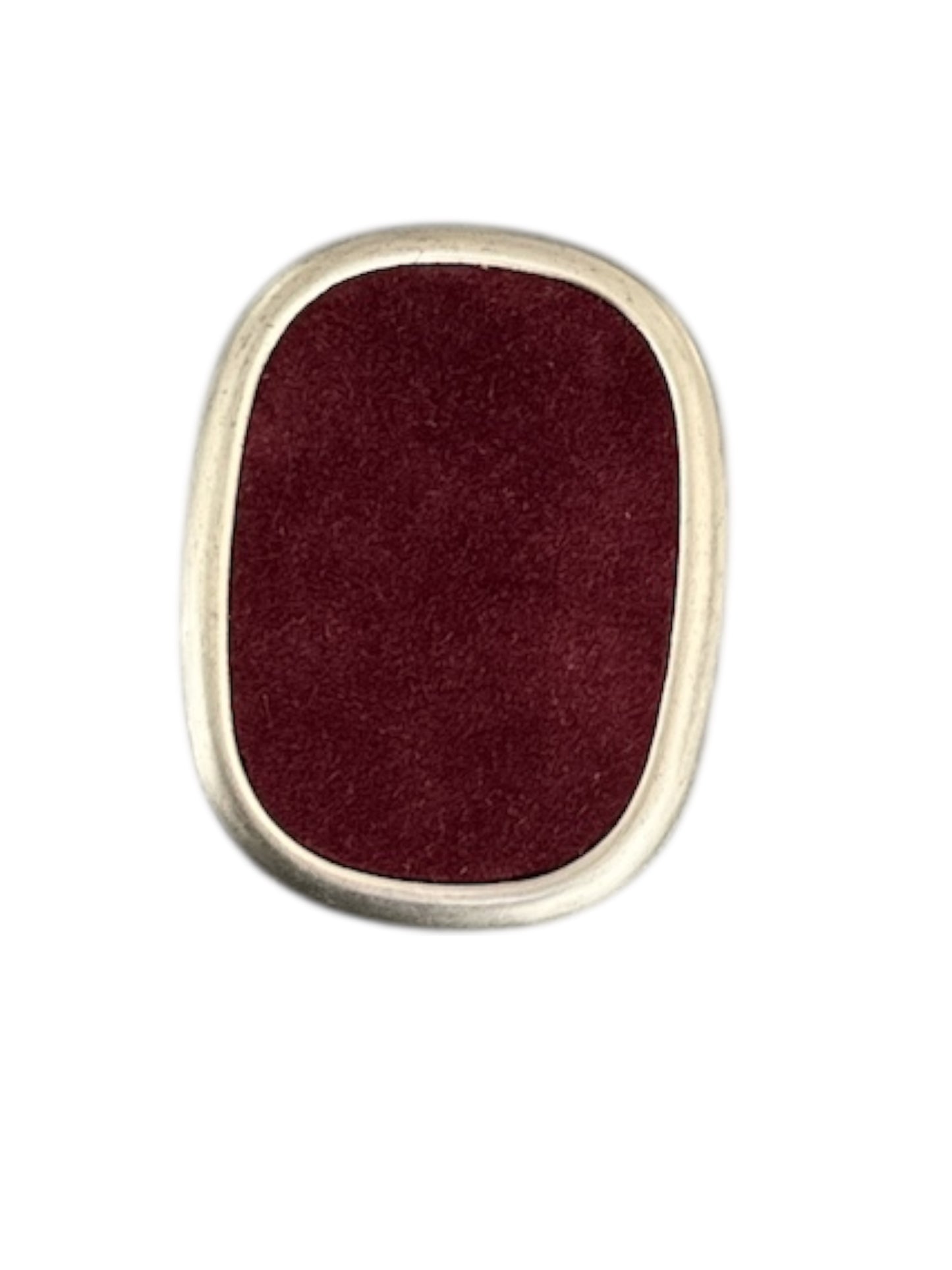Burgundy Suede Oval Belt Buckle - Antique Silver or Antique Brass