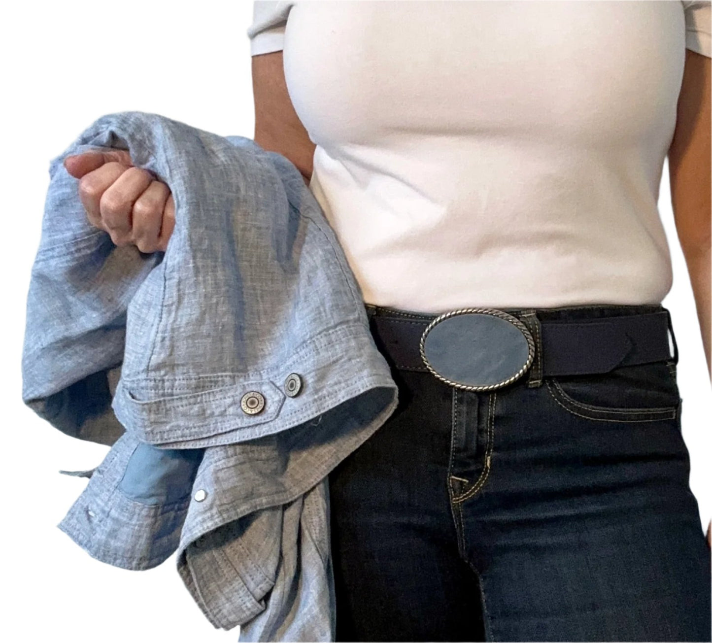 Blue Jean Leather Belt Buckle