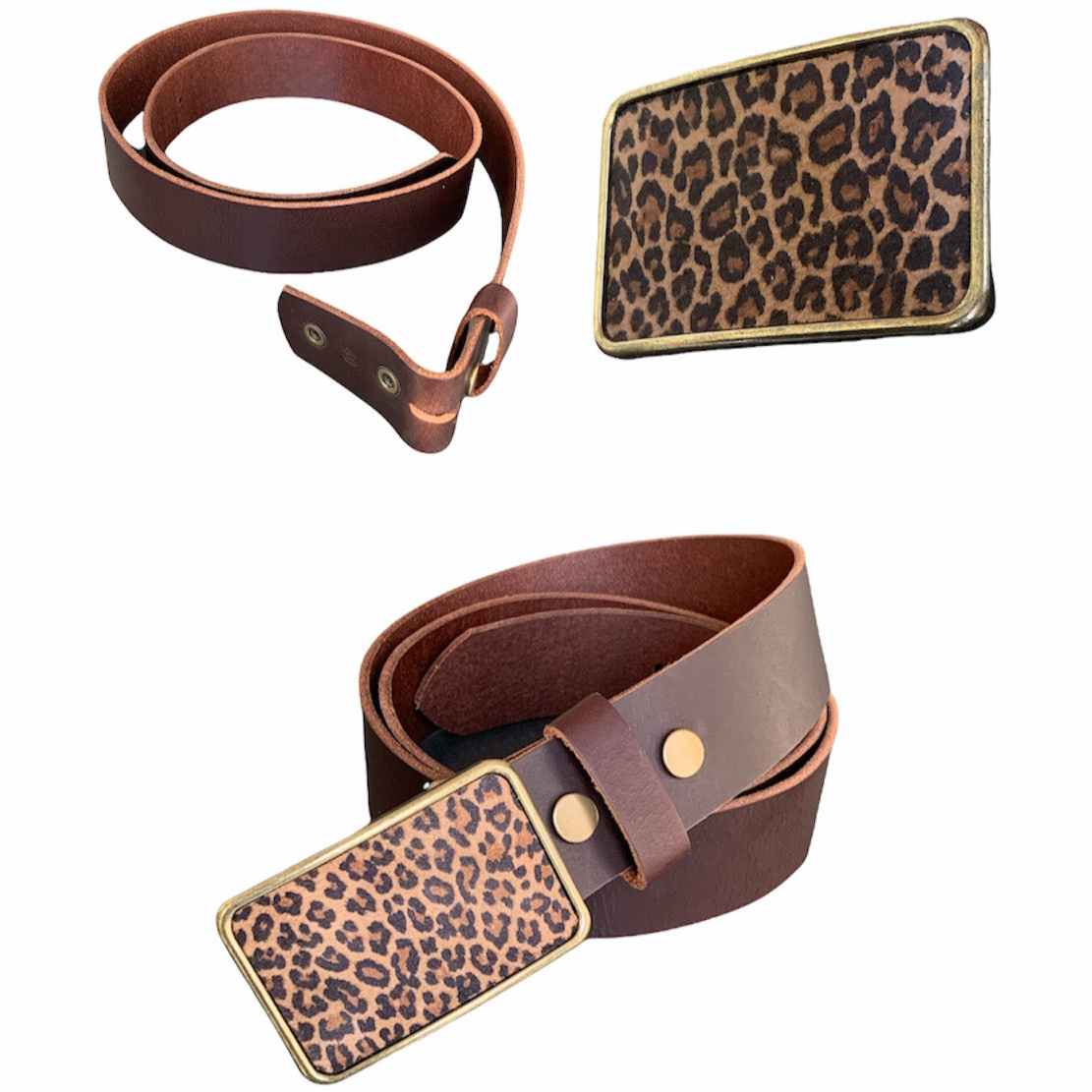 Cheetah Leather Belt Buckle