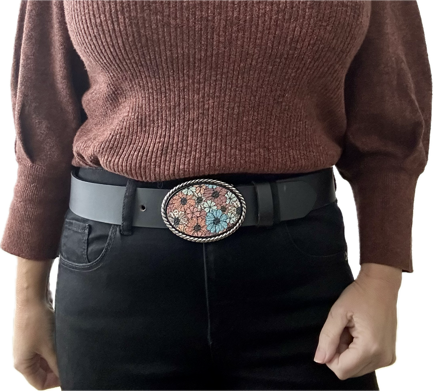 Flower Leather Belt Buckle