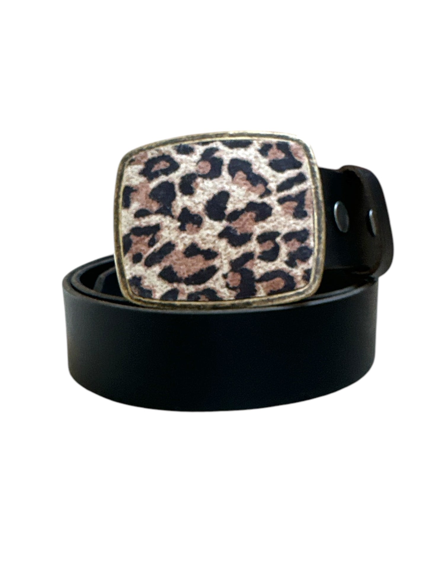 Rustic Cheetah Leather Belt Buckle