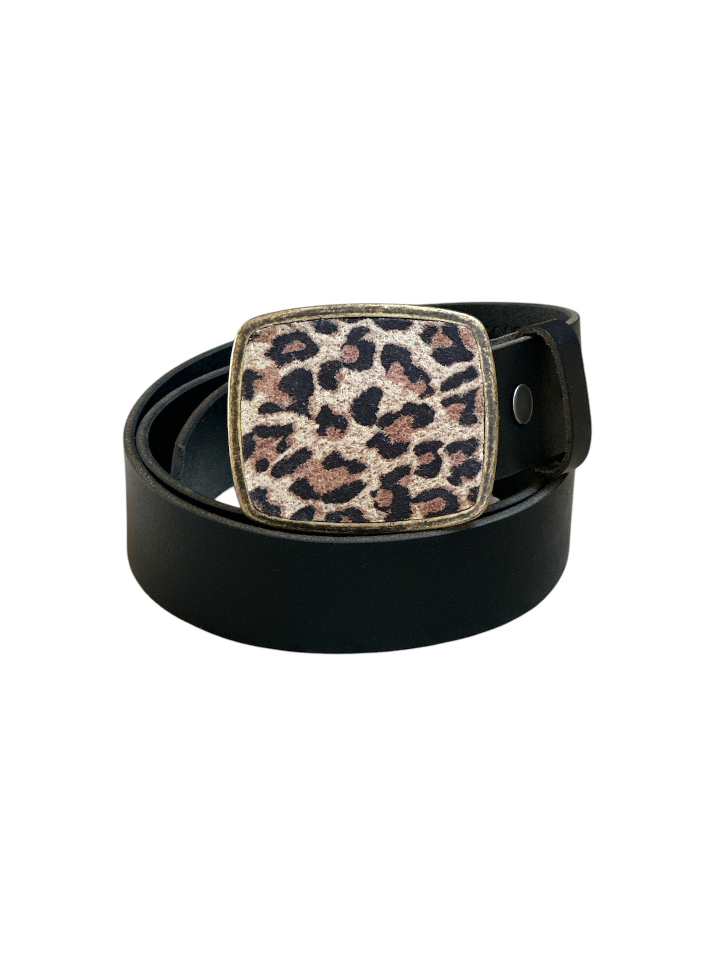 Rustic Cheetah Leather Belt Buckle