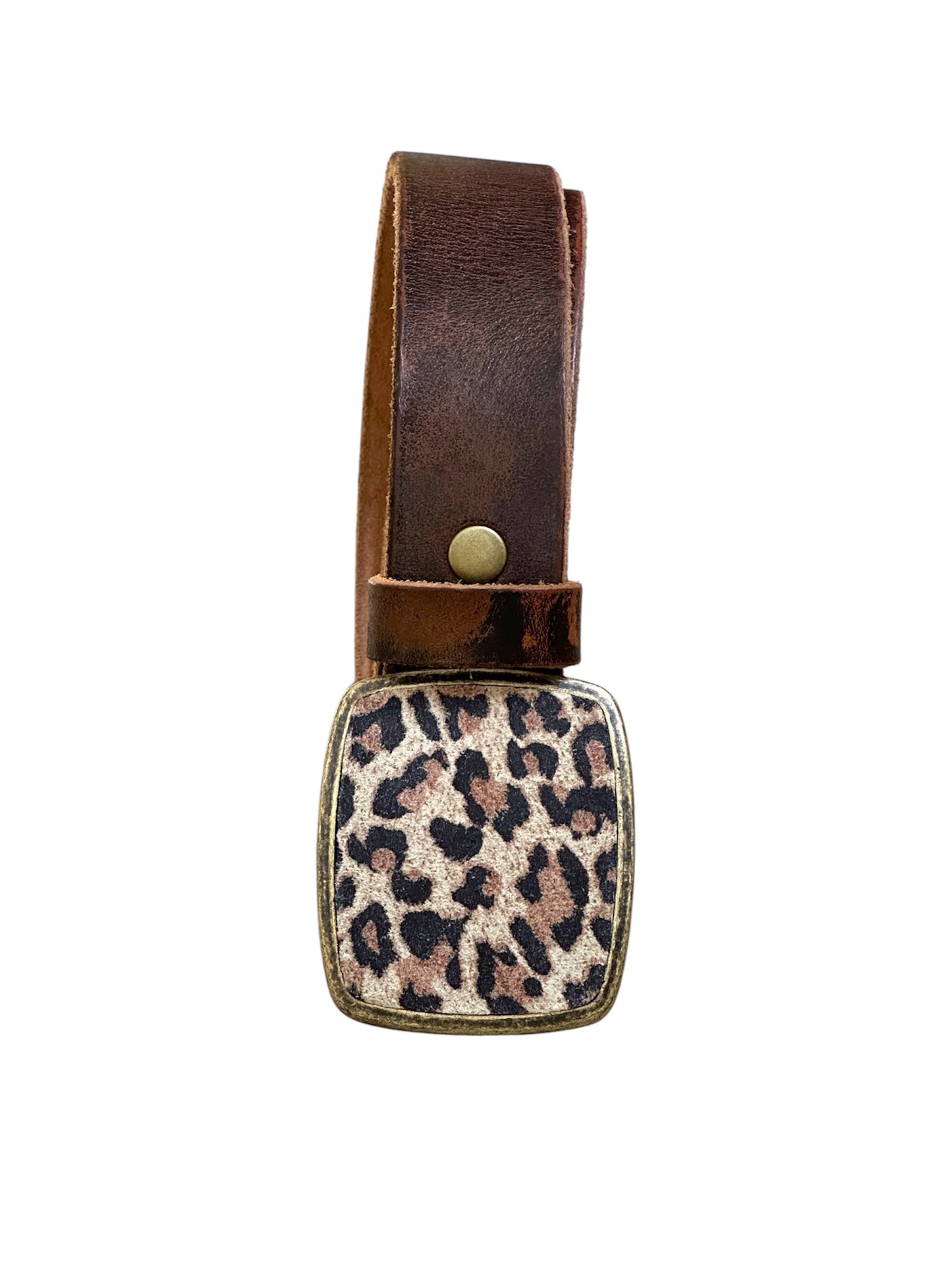 Rustic Cheetah Leather Belt Buckle