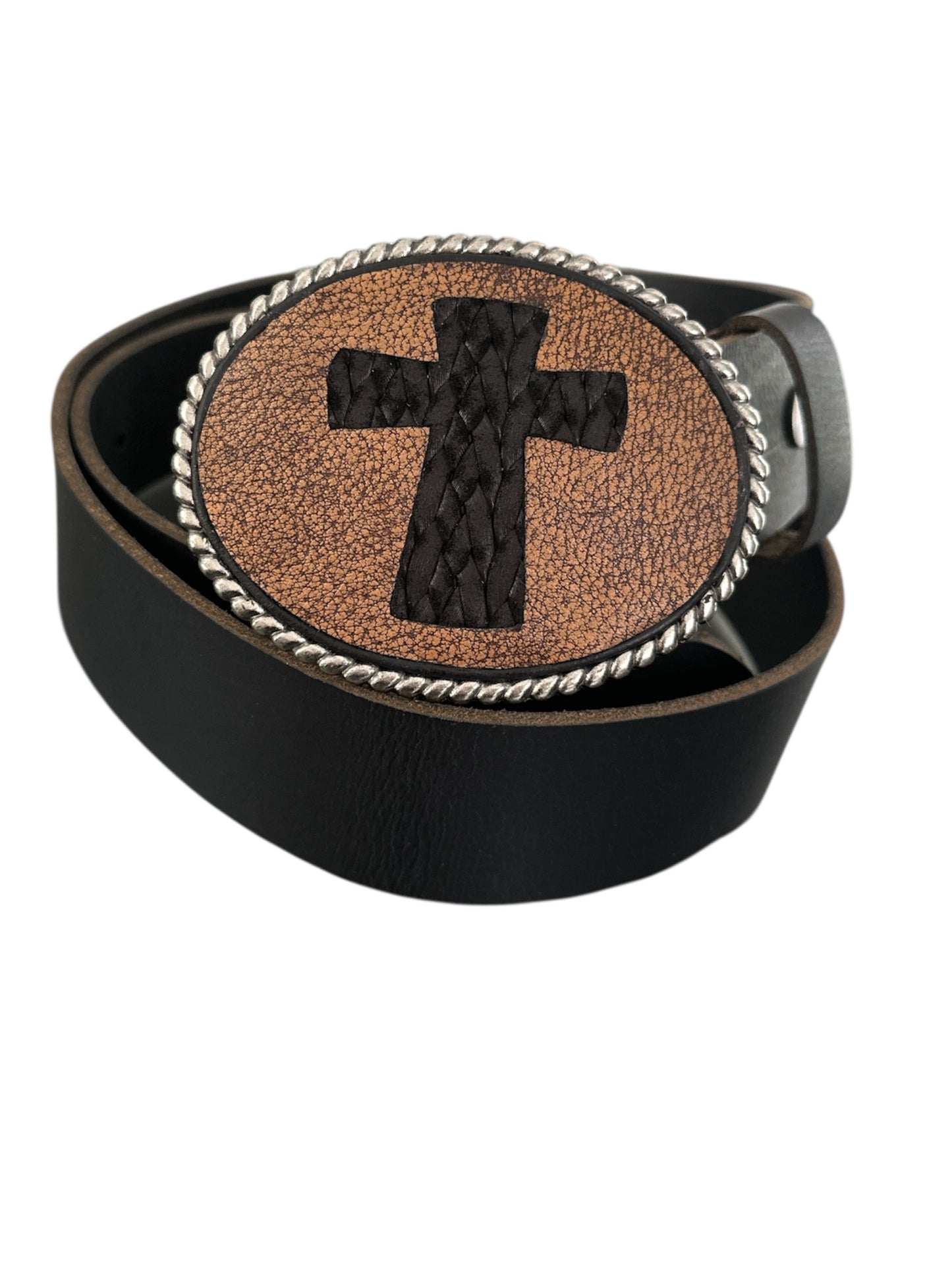 Cross Leather Belt Buckle
