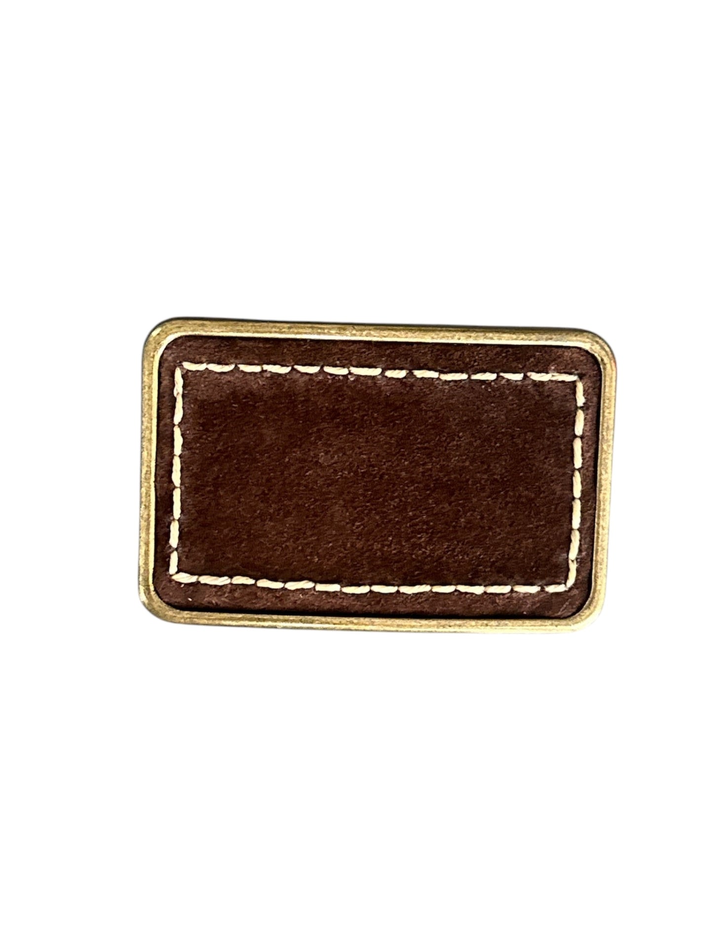 Stitched Espresso Brown Suede Belt Buckle