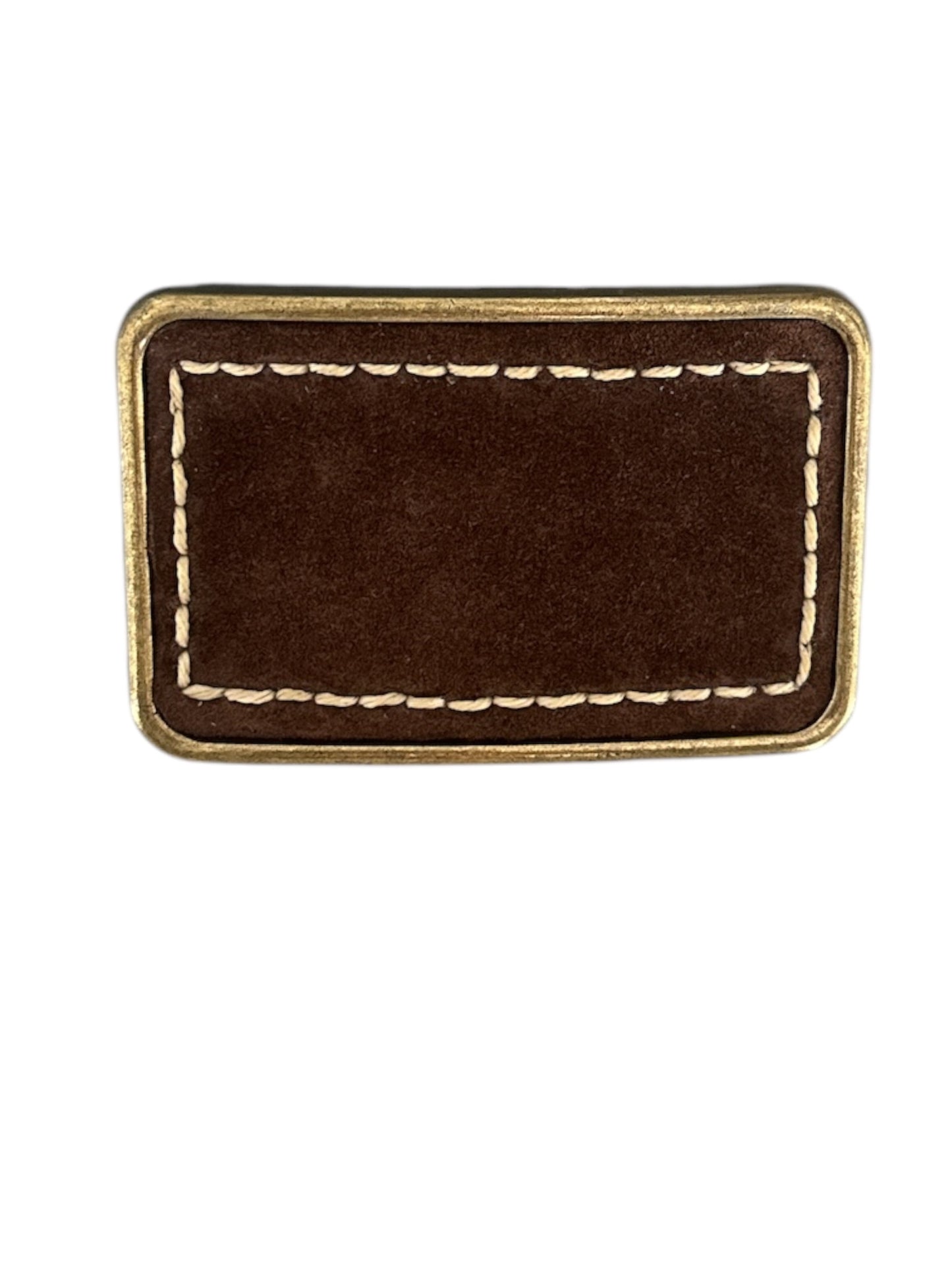 Stitched Espresso Brown Suede Belt Buckle