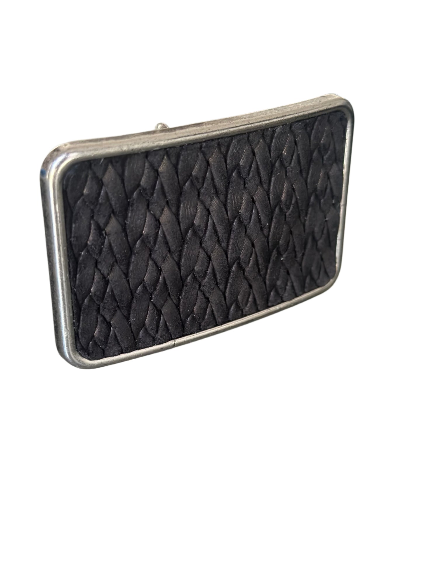 Black Suede Braided Rectangular Belt Buckle