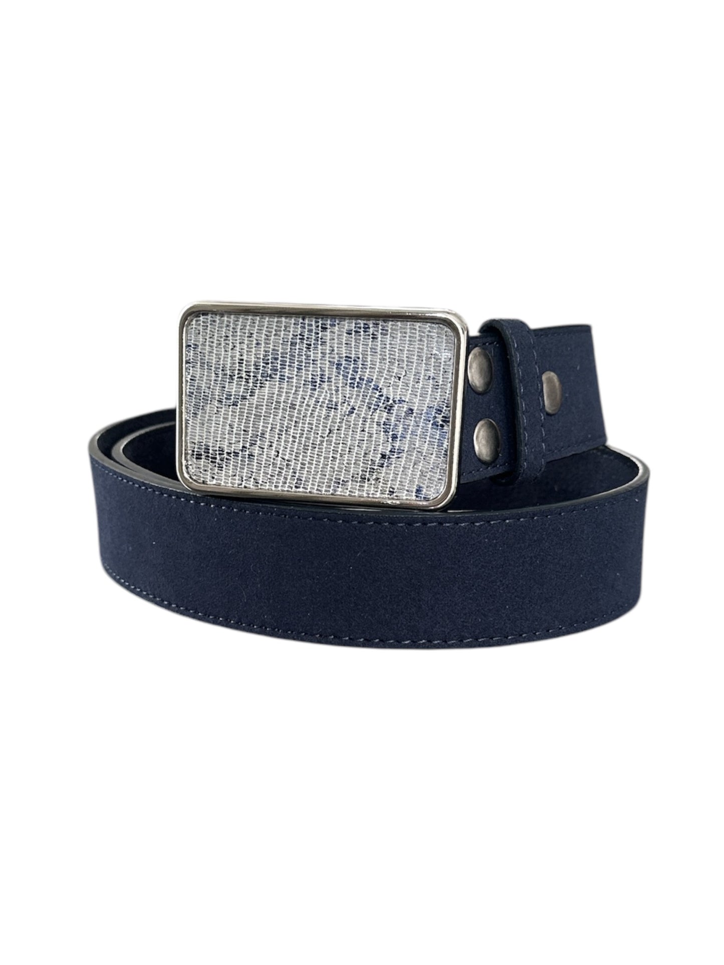 Metallic Silver Python Print Belt Buckle