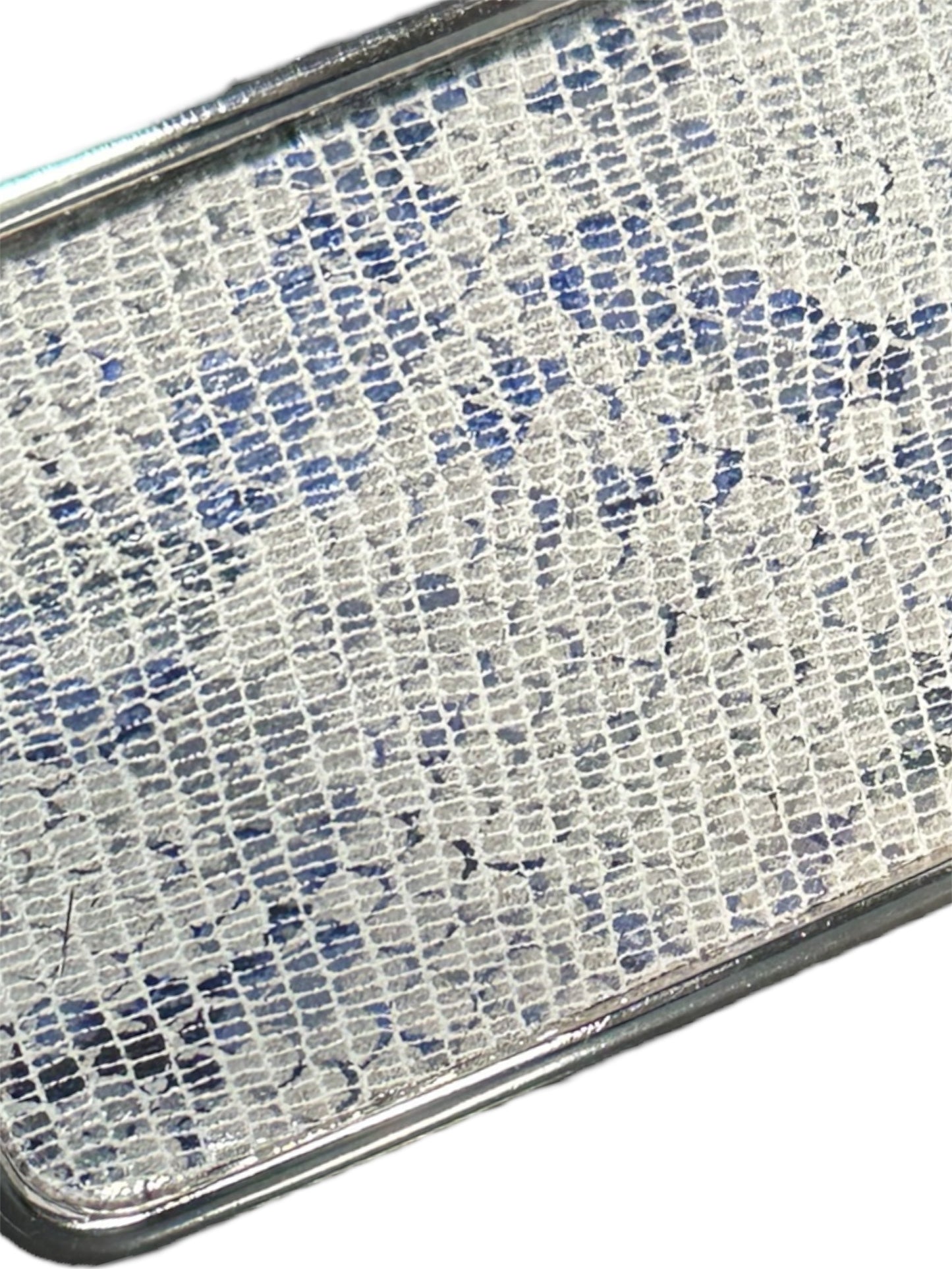 Metallic Silver Python Print Belt Buckle