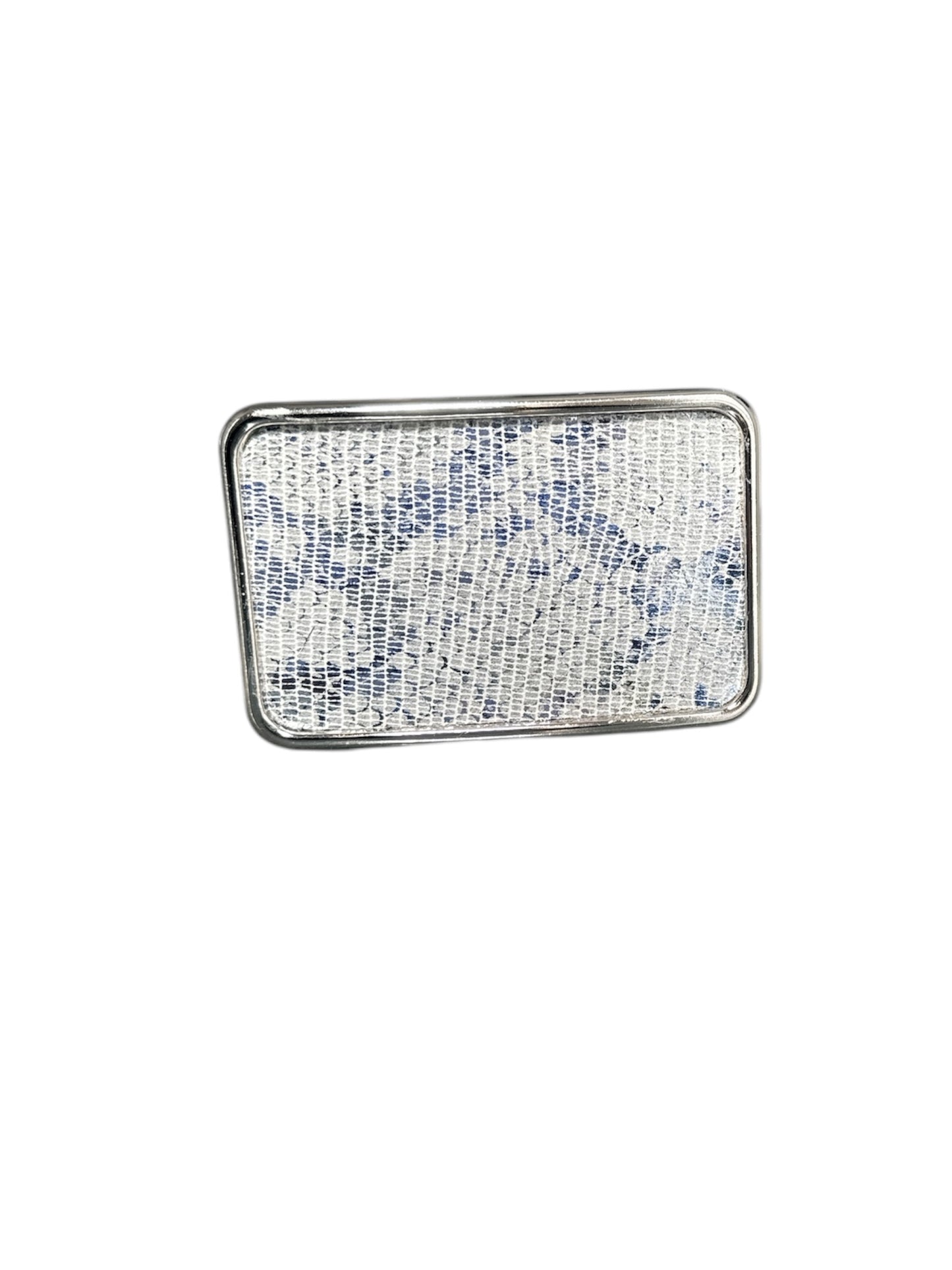 Metallic Silver Python Print Belt Buckle