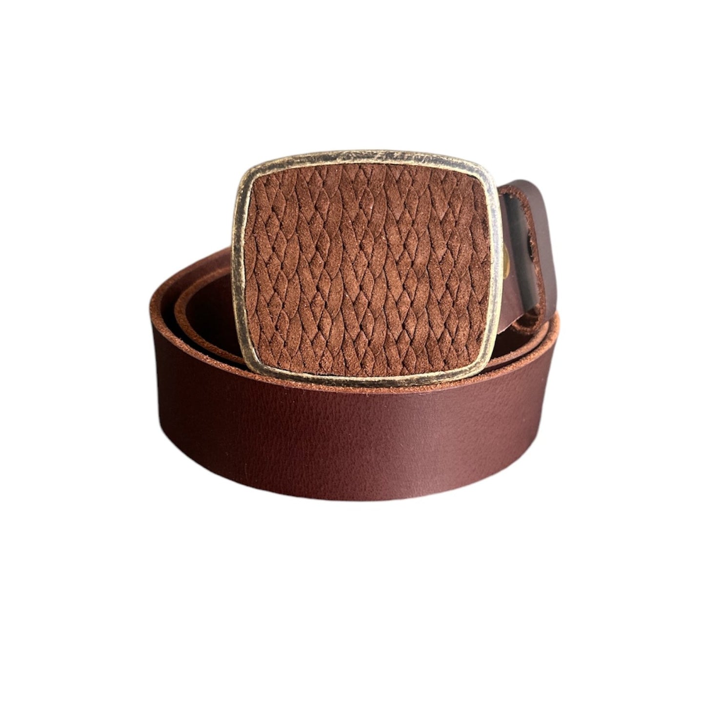Brown Braided Leather Belt Buckle
