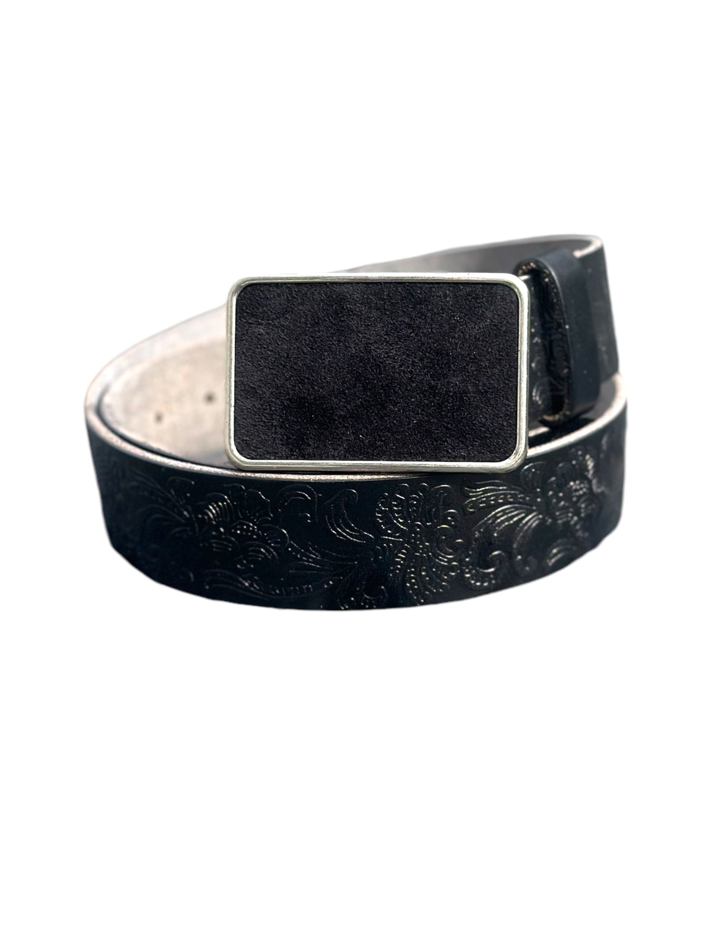 Classic Black Suede Rectangular Belt Buckle