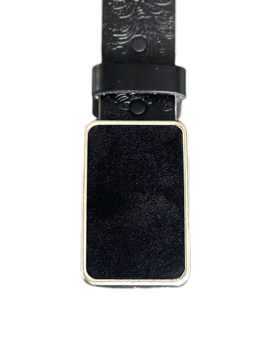 Classic Black Suede Rectangular Belt Buckle