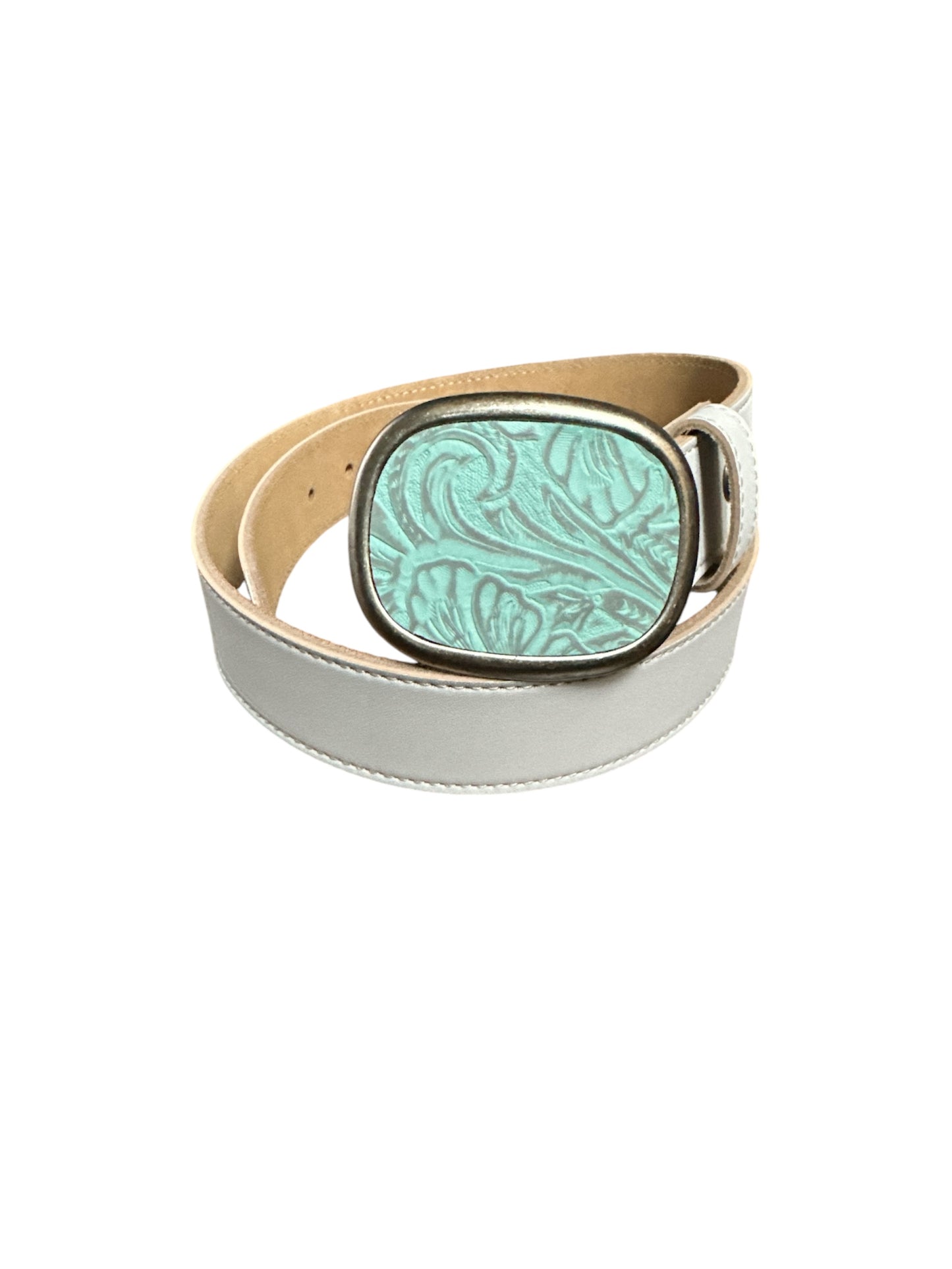 Western Turquoise Leather Belt Buckle