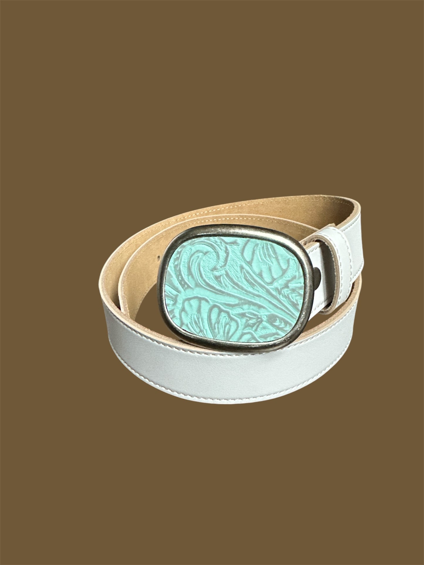 Western Turquoise Leather Belt Buckle