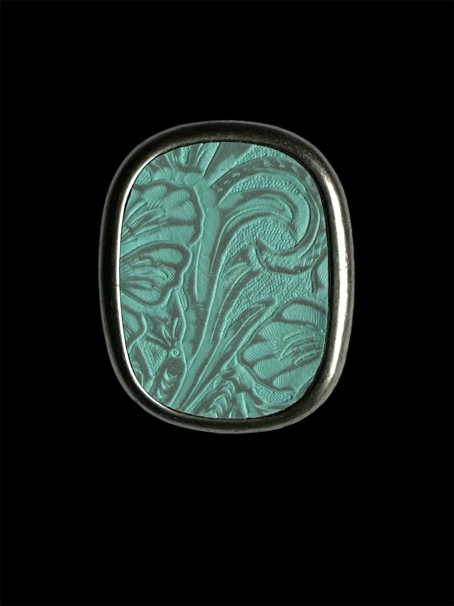 Western Turquoise Leather Belt Buckle