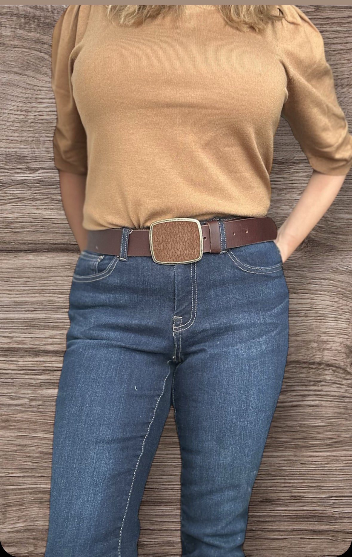 Brown Braided Leather Belt Buckle and Interchangeable Belt Set