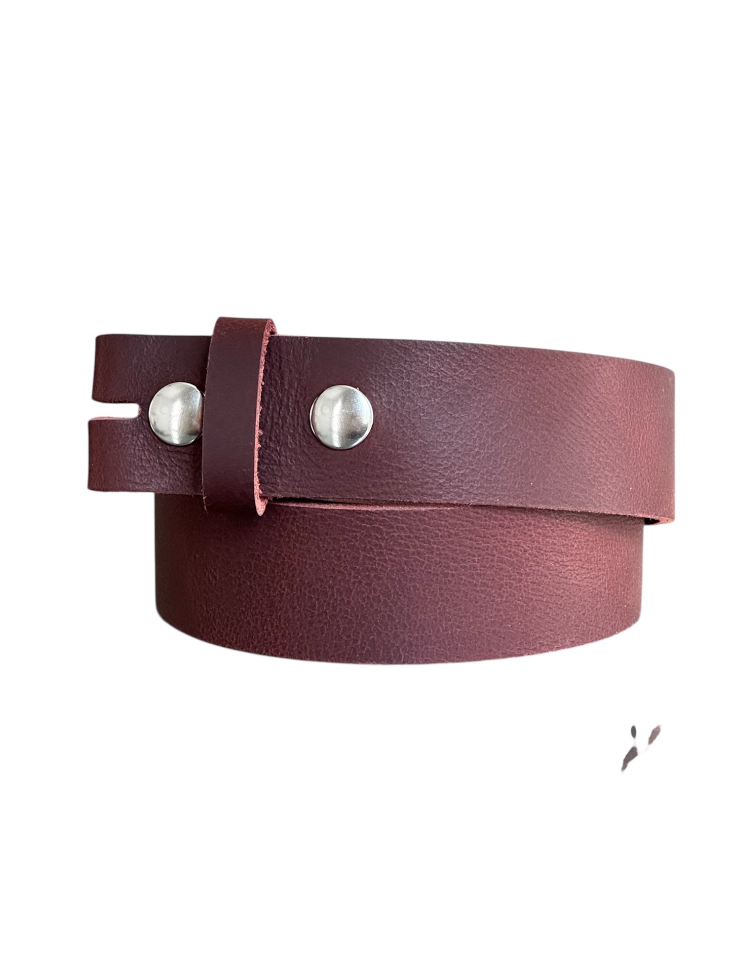 Burgundy Leather Interchangeable No buckle Belt Strap