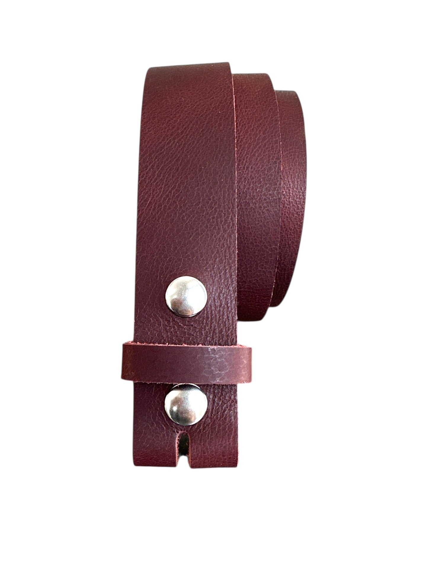 Burgundy Leather Interchangeable No buckle Belt Strap