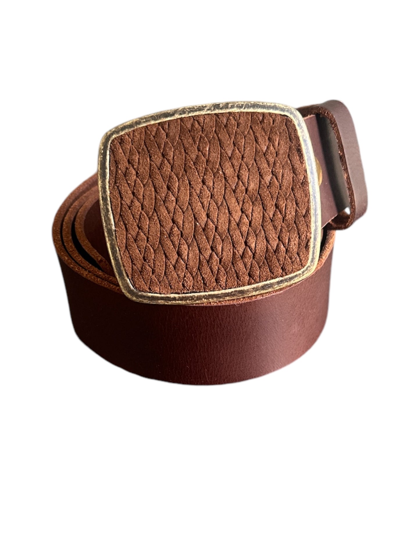 Brown Braided Leather Belt Buckle