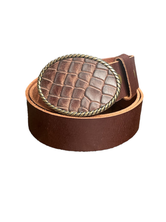 Brown Crocodile Leather Belt Buckle