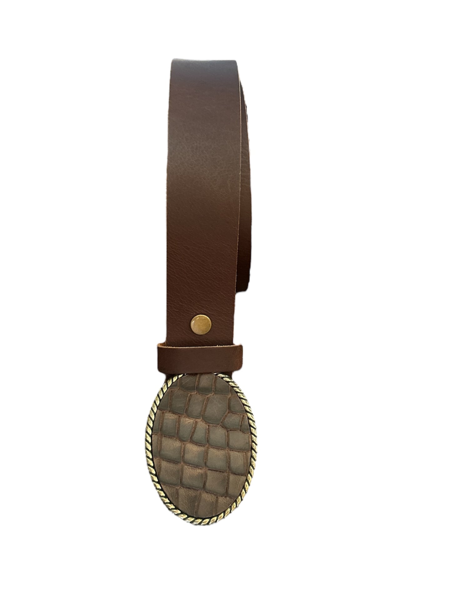 Brown Crocodile Leather Belt Buckle