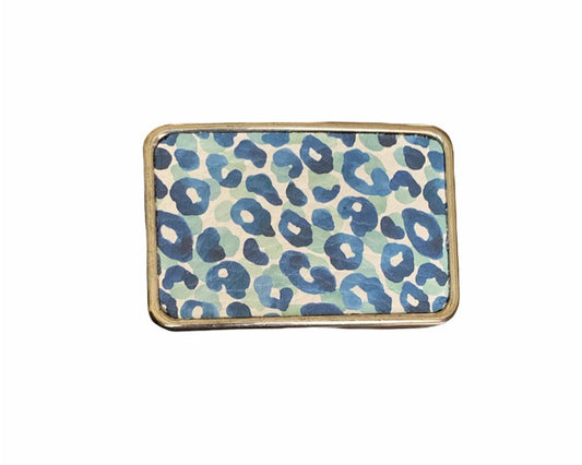 Cheetah Leather Buckle in Blue