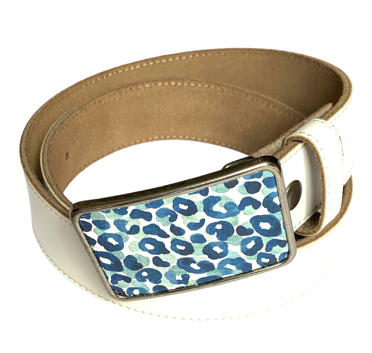 Cheetah Leather Buckle in Blue