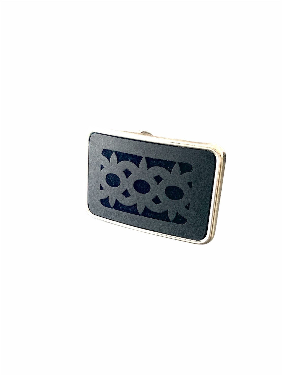 Sunburst Black Leather Belt Buckle